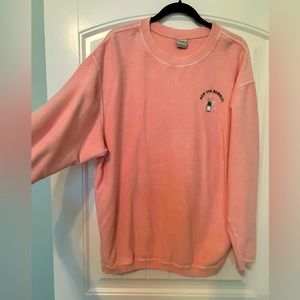 Ribbed sweatshirt, pink with embroidery
